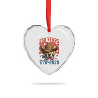 250th America Anniversary Heart Crystal Glass Ornament Western Golden Retriever 4th of July