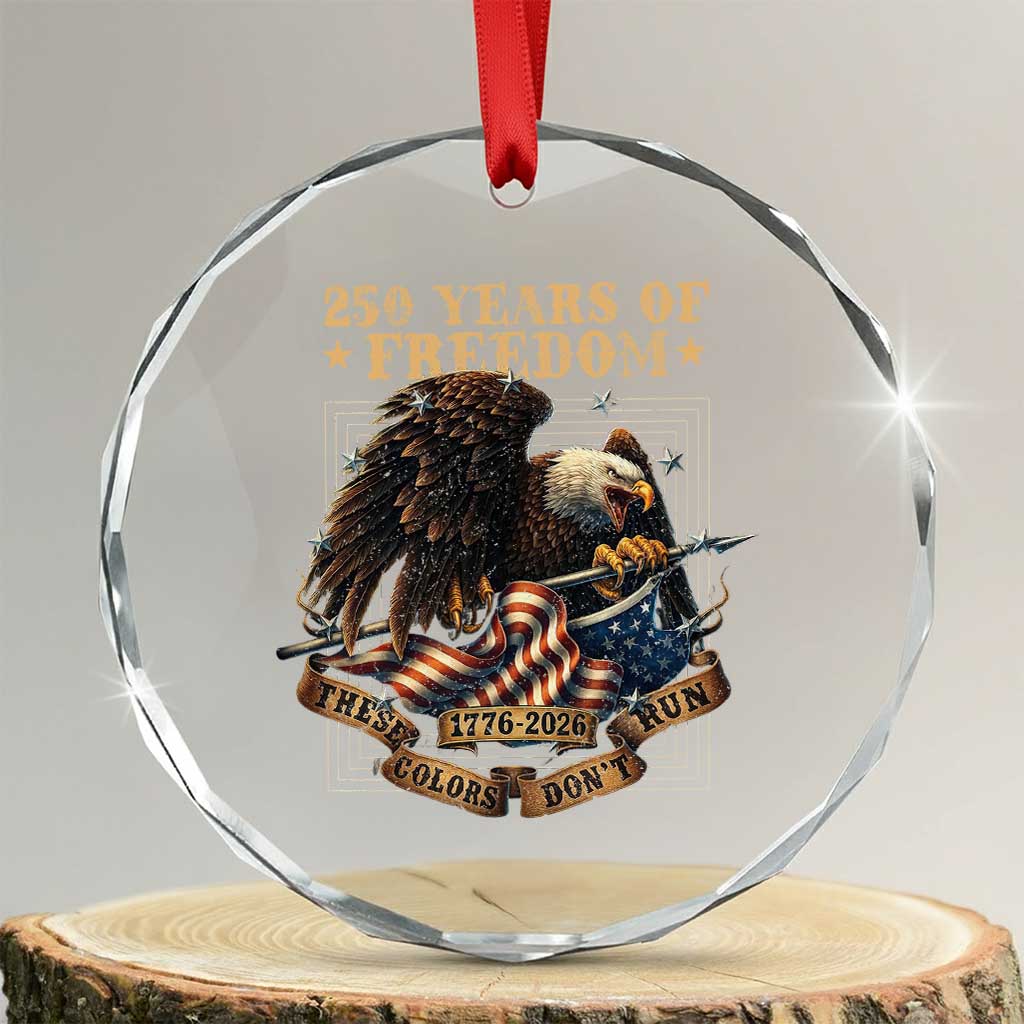 250th American Anniversary Crystal Glass Ornament 250 Years Of Freedom Independence American Flag - Wonder Print Shop