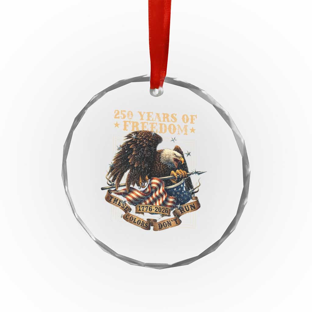 250th American Anniversary Crystal Glass Ornament 250 Years Of Freedom Independence American Flag - Wonder Print Shop