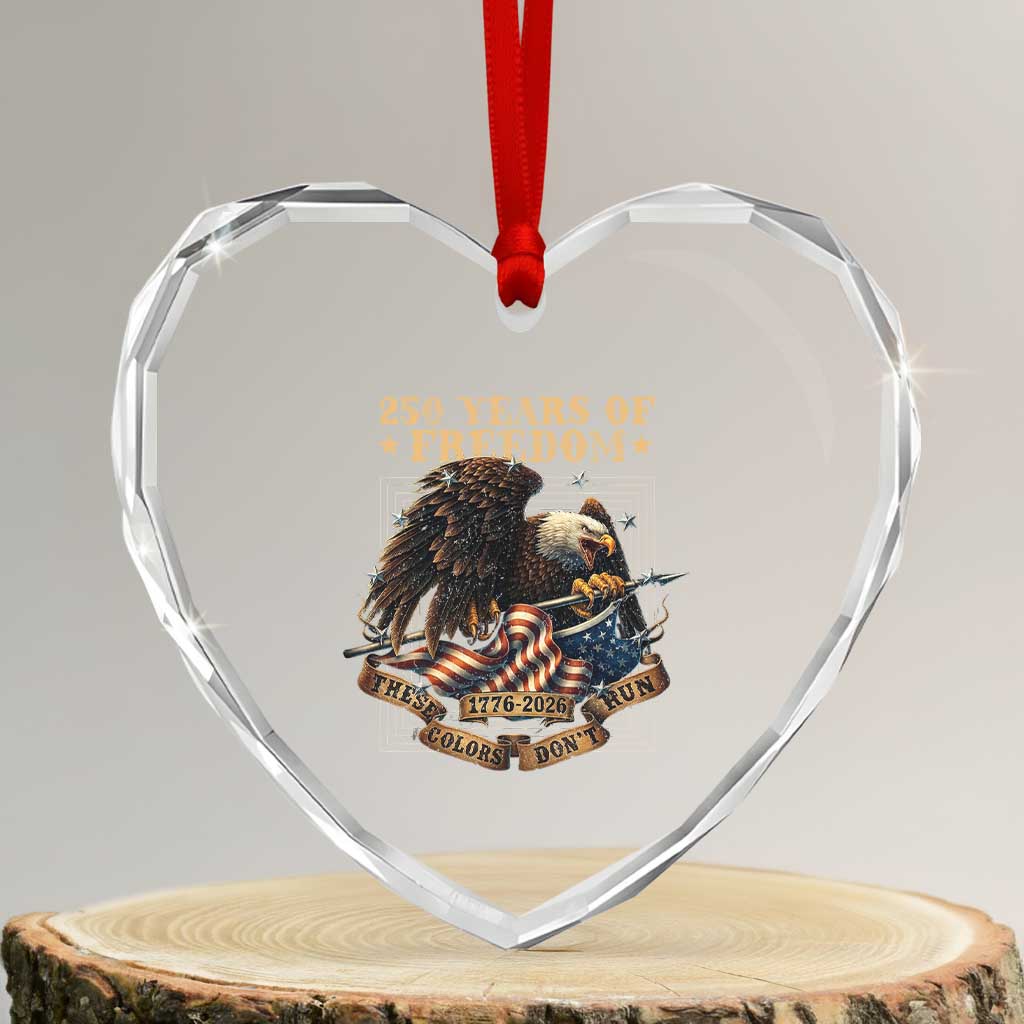 250th American Anniversary Heart Crystal Glass Ornament 250 Years Of Freedom Independence American Flag - Wonder Print Shop