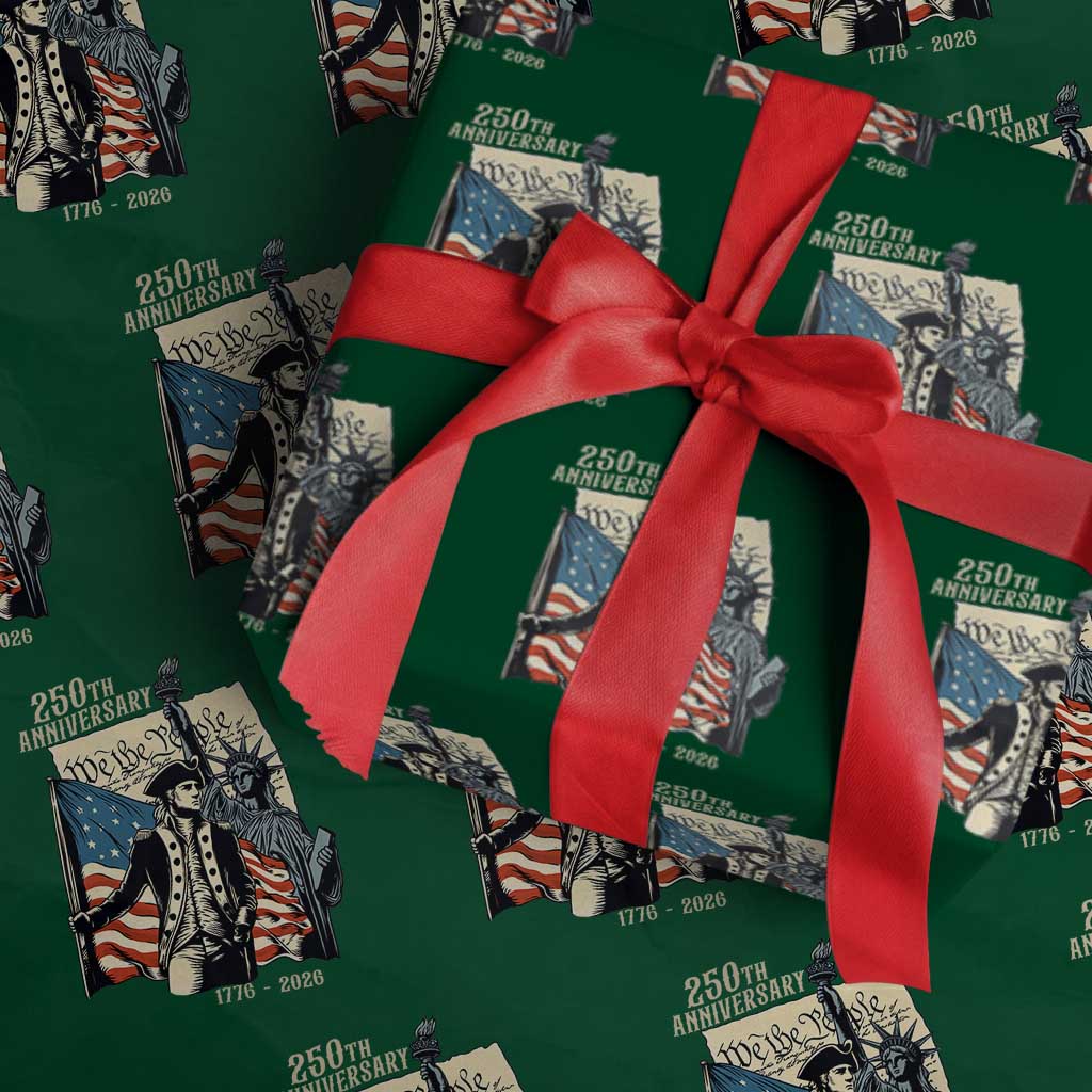 250th Anniversary 1776-2026 We The People Wrapping Paper Roll George Washington and Statue of Liberty History Pride