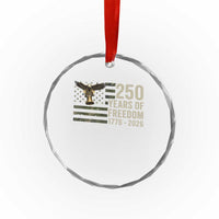 250th Anniversary Crystal Glass Ornament 1776 2026 250 Years Birthday Patriotic Camouflage USA Flag