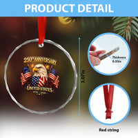 250th Anniversary Crystal Glass Ornament United States 250 Years Birthday 1776 2026 Eagle USA Flag