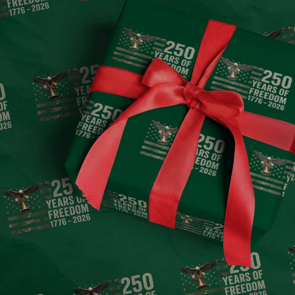 250th Anniversary Wrapping Paper Roll 1776 2026 250 Years Birthday Patriotic Camouflage USA Flag