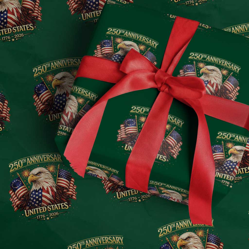 250th Anniversary Wrapping Paper Roll United States 250 Years Birthday 1776 2026 Eagle USA Flag