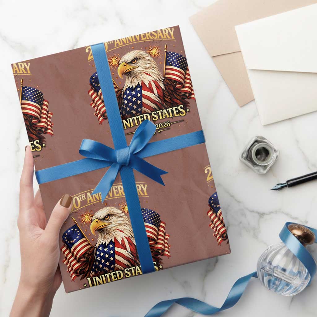 250th Anniversary Wrapping Paper Roll United States 250 Years Birthday 1776 2026 Eagle USA Flag