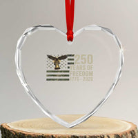 250th Anniversary Heart Crystal Glass Ornament 1776 2026 250 Years Birthday Patriotic Camouflage USA Flag