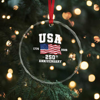 250th Anniversary USA 4th of July America US Flag Patriotic Crystal Glass Ornament