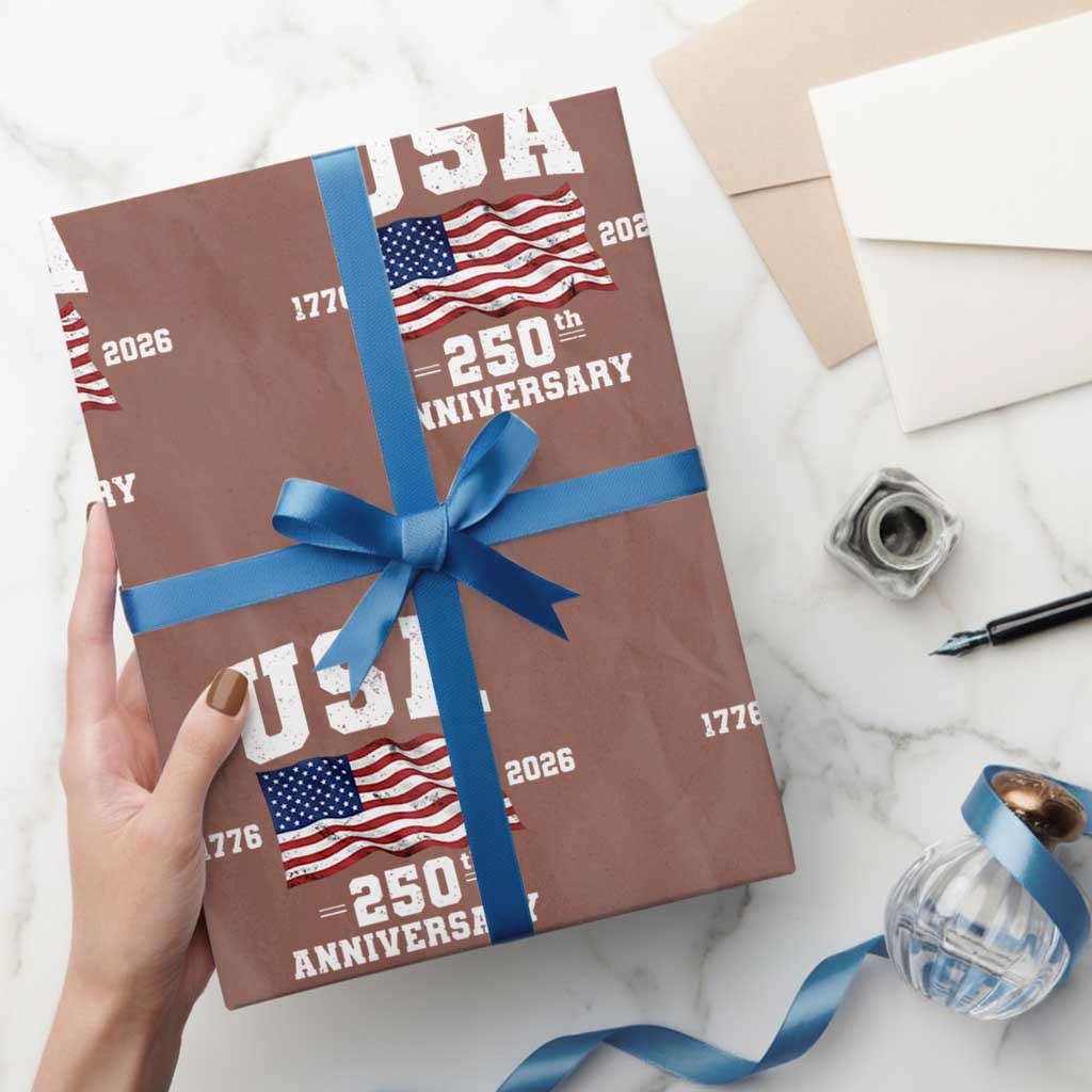 250th Anniversary USA 4th of July America US Flag Patriotic Wrapping Paper Roll