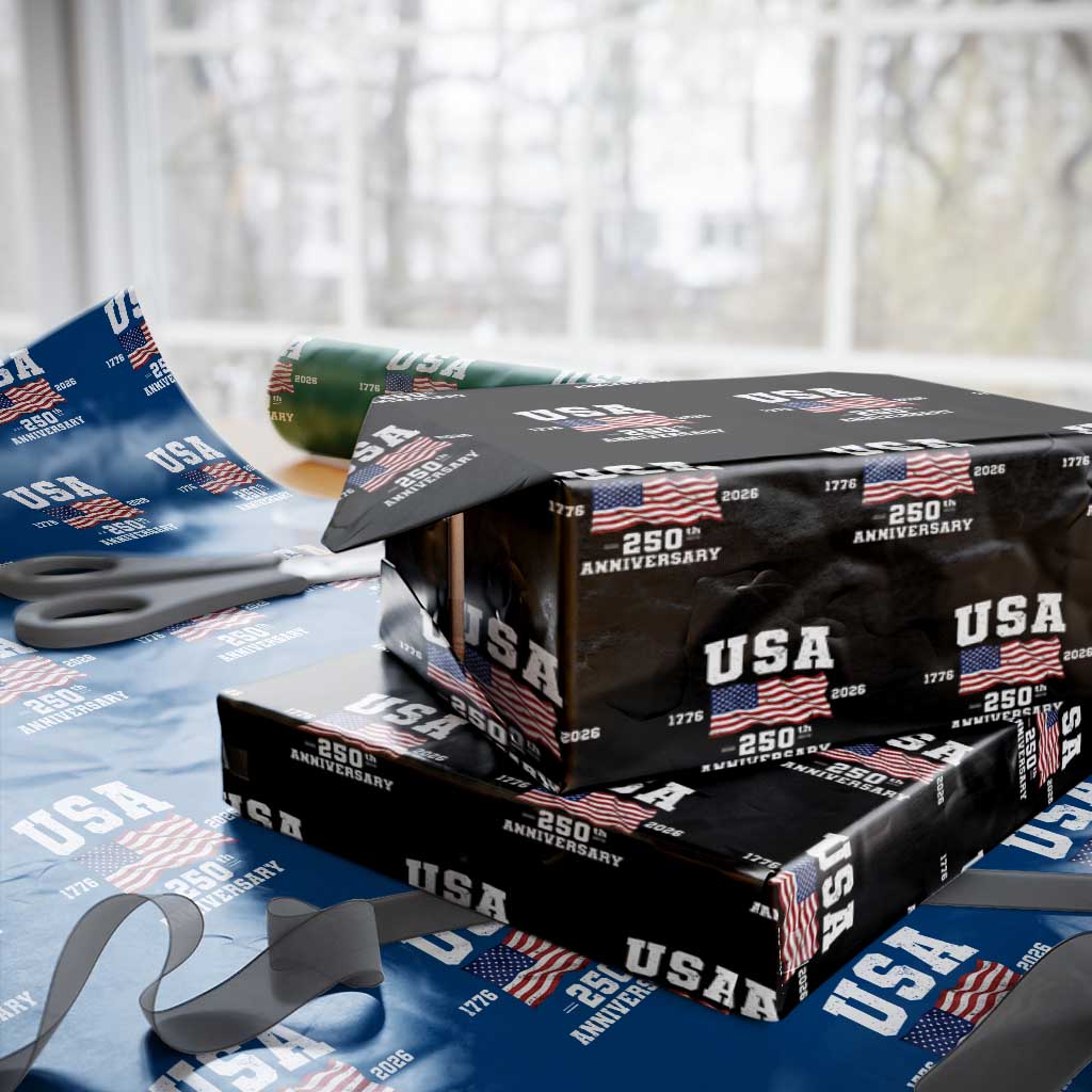 250th Anniversary USA 4th of July America US Flag Patriotic Wrapping Paper Roll