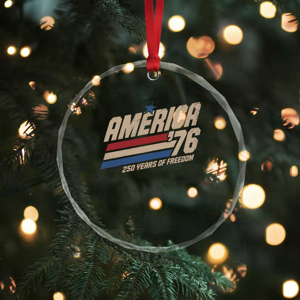 250th Anniversary USA America 76 Crystal Glass Ornament 250 Years Of Freedom 1776 2026 Retro