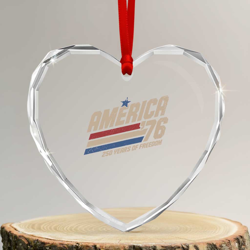 250th Anniversary USA America 76 Heart Crystal Glass Ornament 250 Years Of Freedom 1776 2026 Retro
