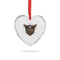 250th Anniversary USA Bald Eagle Heart Crystal Glass Ornament 250 Years 4th of July 1776 2026