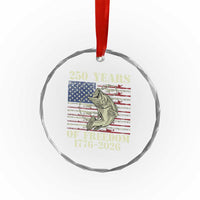250th Anniversary USA Bass Fishing American Flag Crystal Glass Ornament