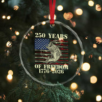 250th Anniversary USA Bass Fishing American Flag Crystal Glass Ornament