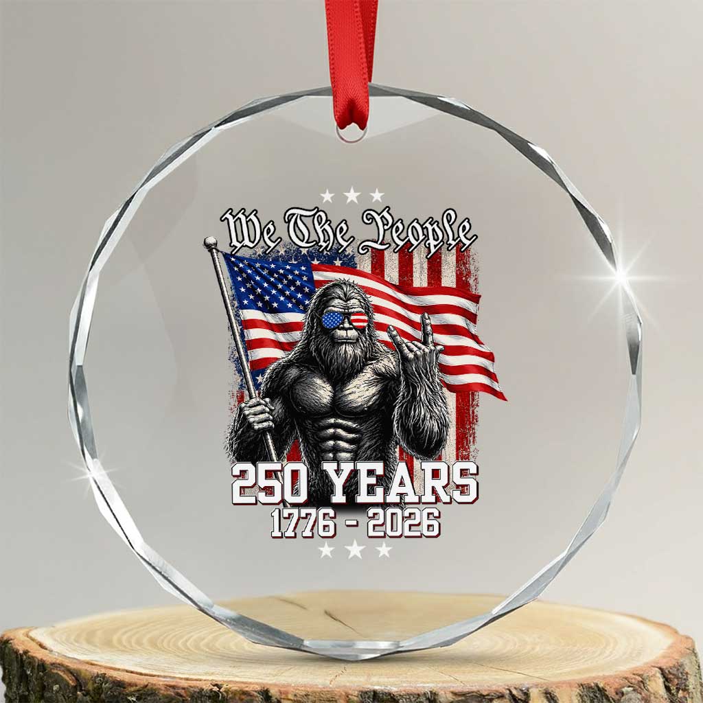 250th Anniversary USA Bigfoot Crystal Glass Ornament Sasquatch 250 Years Independence