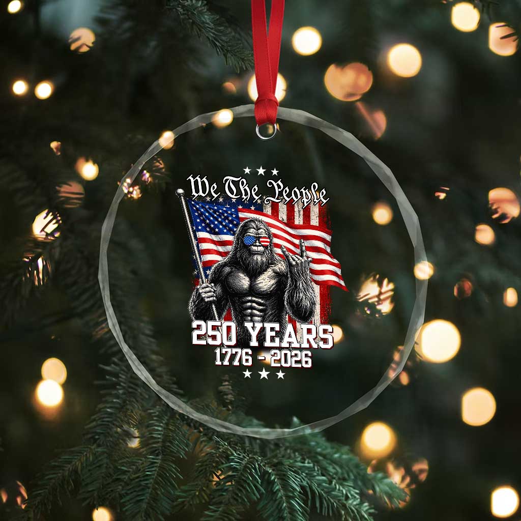 250th Anniversary USA Bigfoot Crystal Glass Ornament Sasquatch 250 Years Independence
