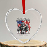 250th Anniversary USA Bigfoot Heart Crystal Glass Ornament Sasquatch 250 Years Independence