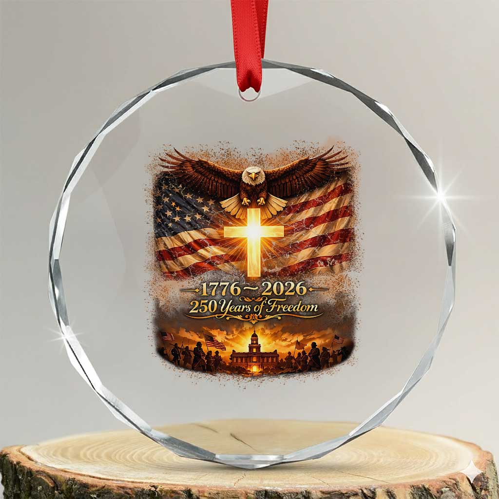 250th Anniversary USA Crystal Glass Ornament 1776 2026 4th of July Patriotic Us 250 Flag