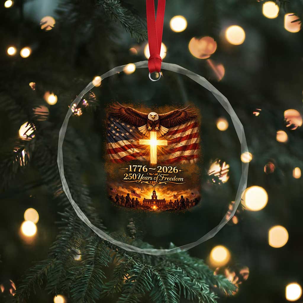 250th Anniversary USA Crystal Glass Ornament 1776 2026 4th of July Patriotic Us 250 Flag
