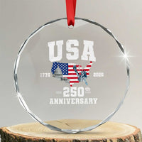 250th Anniversary USA Crystal Glass Ornament 4th of July America US Flag Patriotic 250 Years American Flag