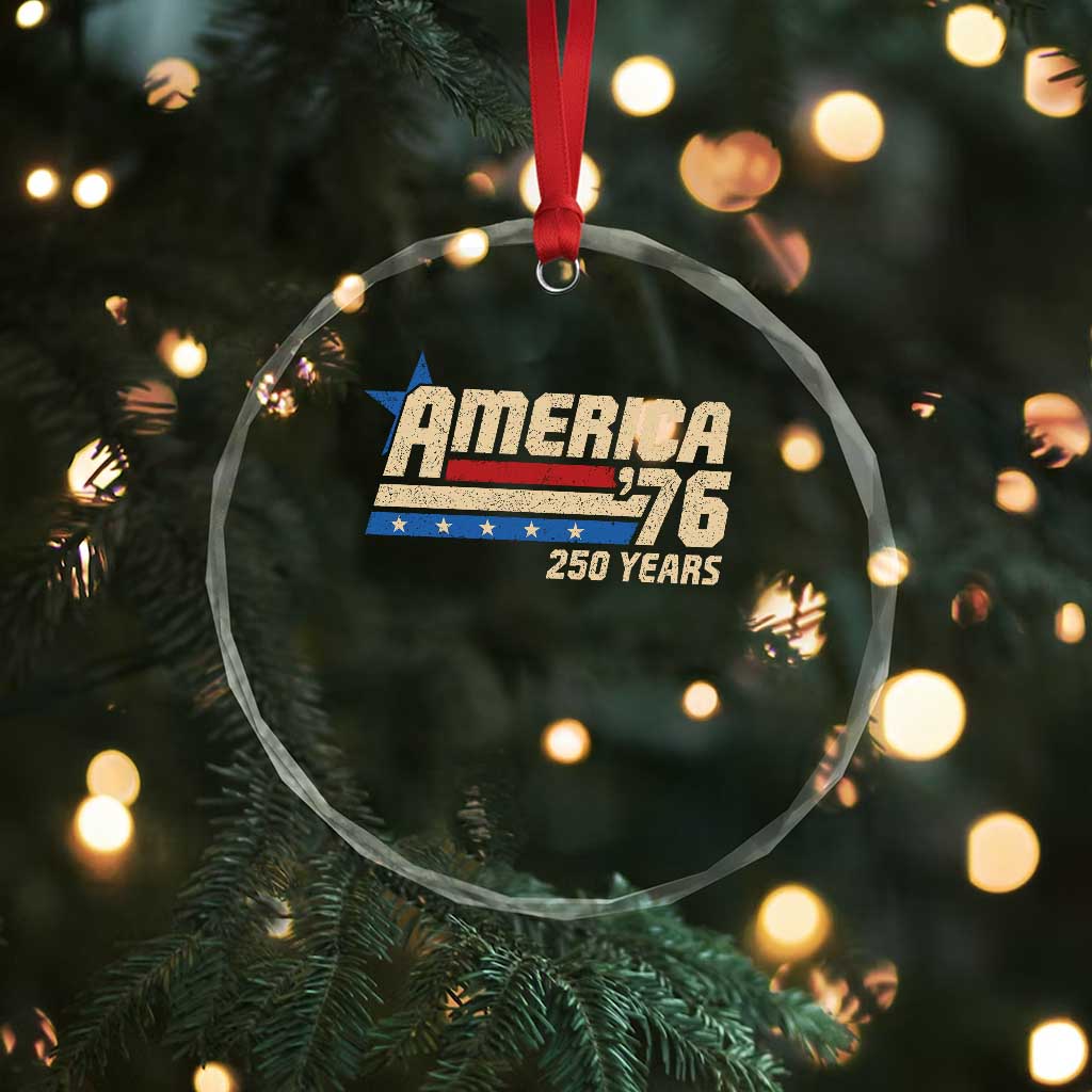 250th Anniversary USA Crystal Glass Ornament America Retro 250 Years 1776 2026