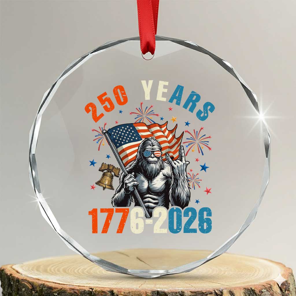 250th Anniversary USA Crystal Glass Ornament Bigfoot American Flag Patriotic 4th of July