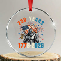 250th Anniversary USA Crystal Glass Ornament Bigfoot American Flag Patriotic 4th of July
