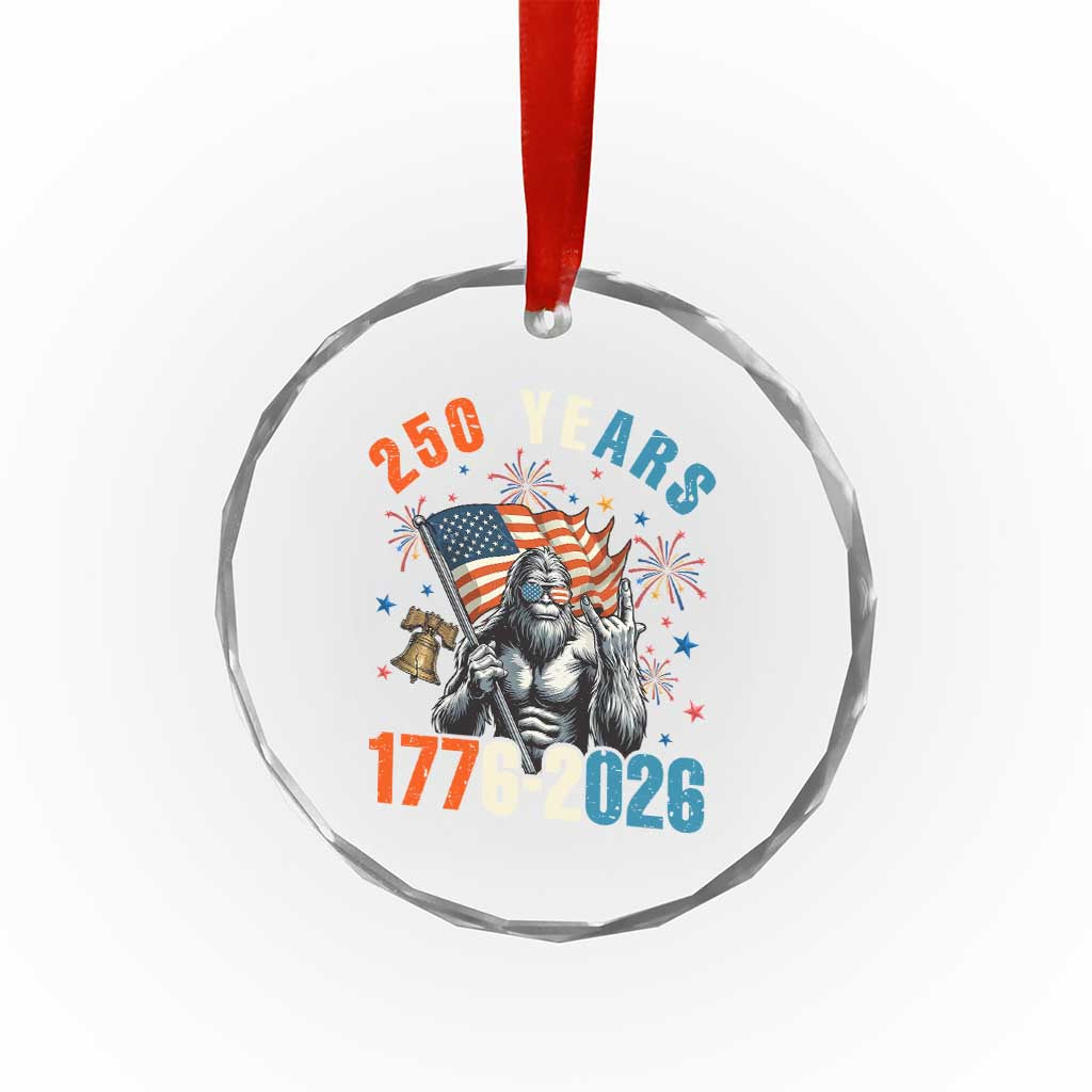 250th Anniversary USA Crystal Glass Ornament Bigfoot American Flag Patriotic 4th of July