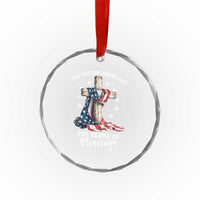 250th Anniversary USA Crystal Glass Ornament One Nation Under God US 250 Flag Cross 4th Of July