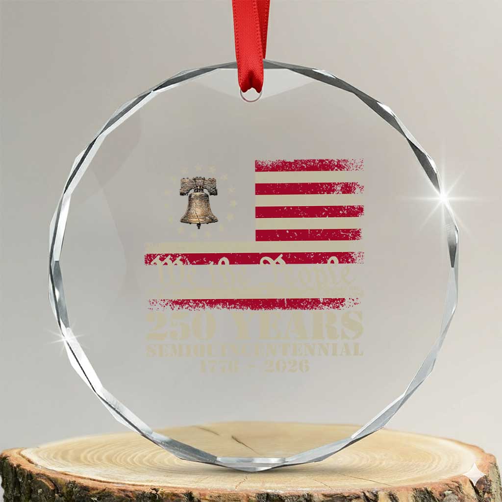 250th Anniversary USA Crystal Glass Ornament Patriotic Liberty Bell 1776 2026 Independence Day