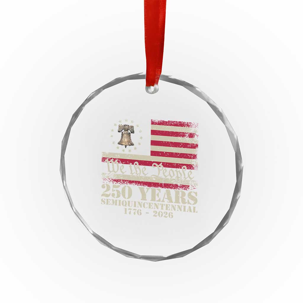250th Anniversary USA Crystal Glass Ornament Patriotic Liberty Bell 1776 2026 Independence Day