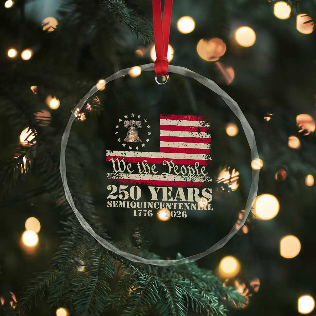 250th Anniversary USA Crystal Glass Ornament Patriotic Liberty Bell 1776 2026 Independence Day