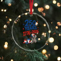 250th Anniversary USA Crystal Glass Ornament Patriotic Raccoon American Flag 4th of July