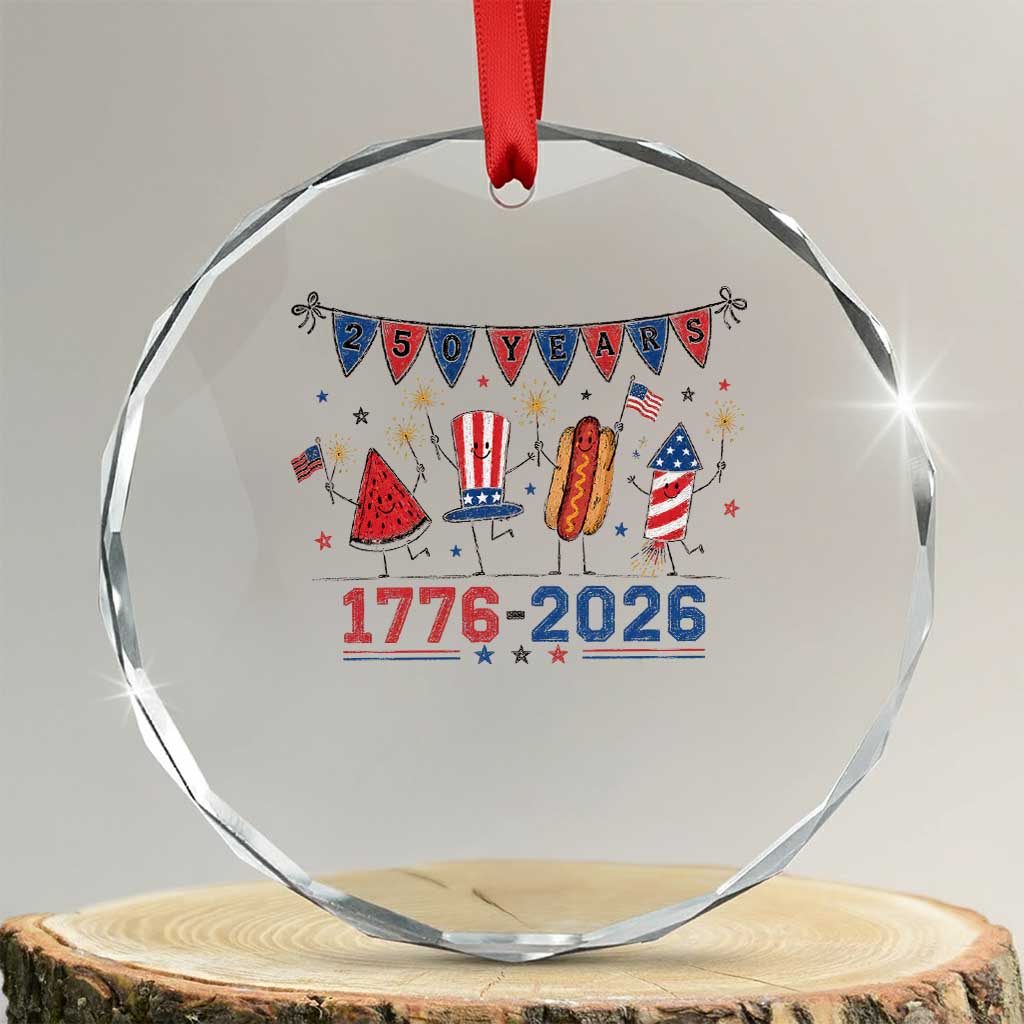 250th Anniversary USA Crystal Glass Ornament Patriotic Watermelon Hotdog Firework 250 Years American 1776 2026 250th 4th July