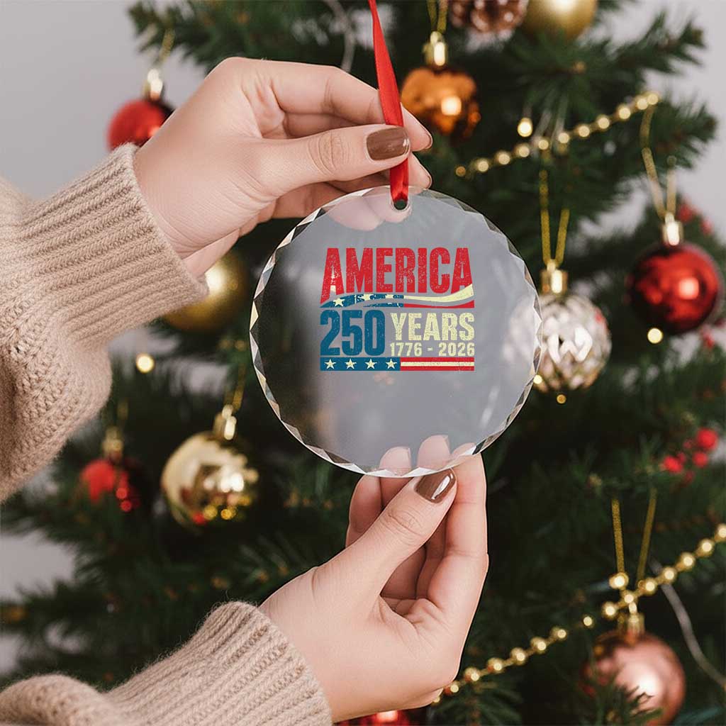 250th Anniversary USA Crystal Glass Ornament Retro 250 Years American 1776 2026 US Flag