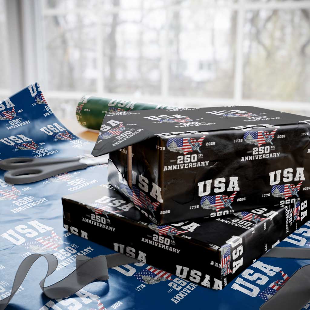 250th Anniversary USA Wrapping Paper Roll 4th of July America US Flag Patriotic 250 Years American Flag
