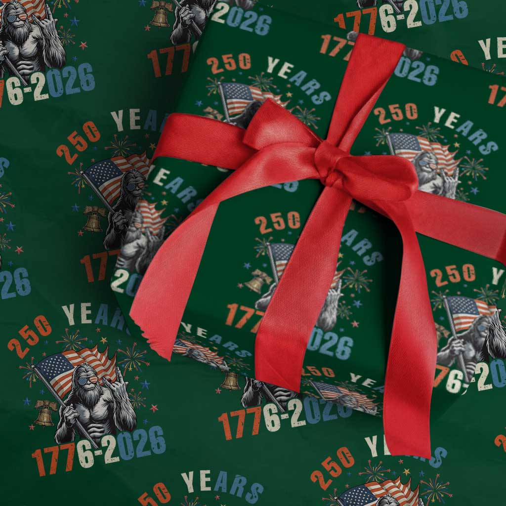 250th Anniversary USA Wrapping Paper Roll Bigfoot American Flag Patriotic 4th of July