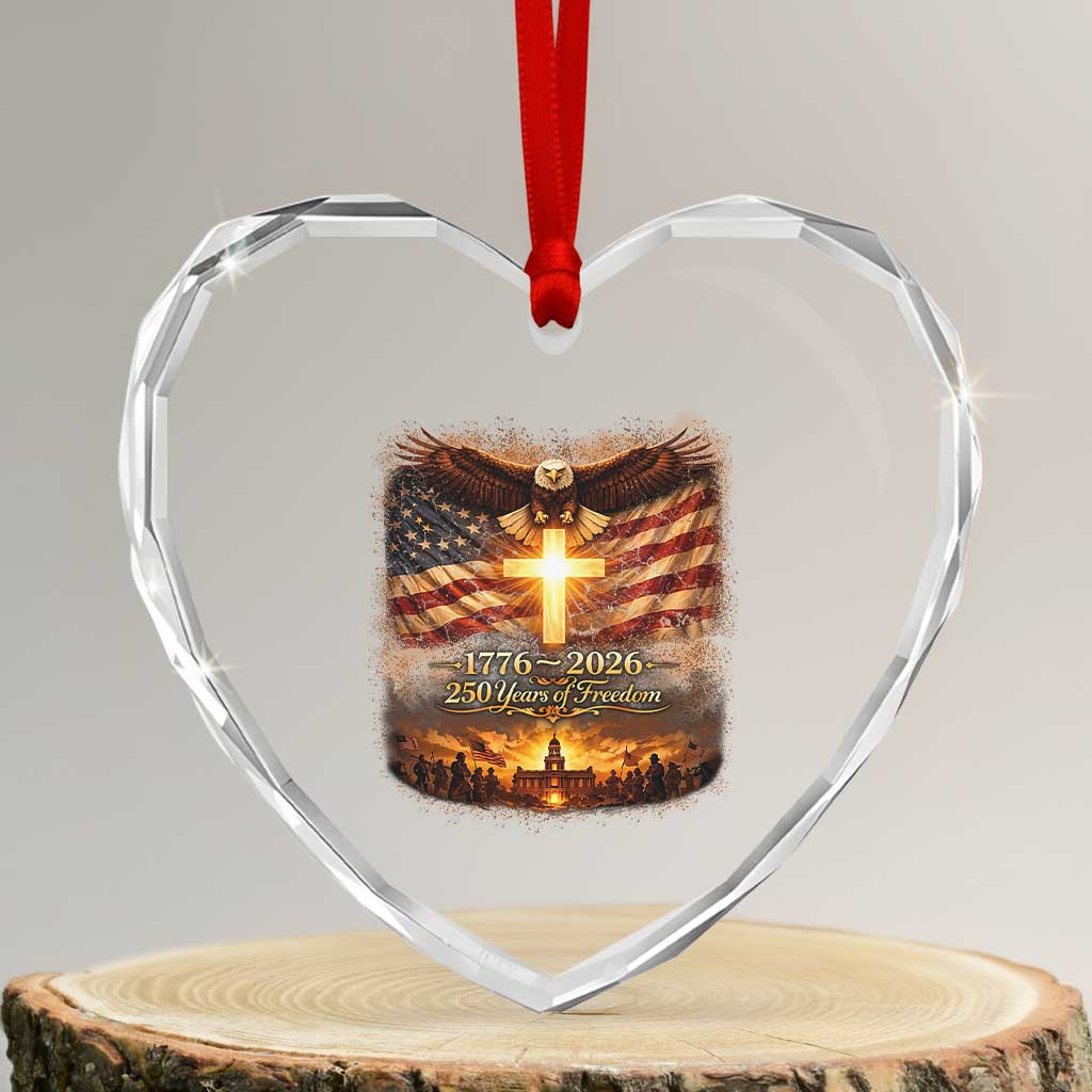 250th Anniversary USA Heart Crystal Glass Ornament 1776 2026 4th of July Patriotic Us 250 Flag