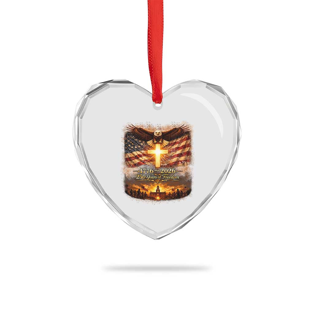 250th Anniversary USA Heart Crystal Glass Ornament 1776 2026 4th of July Patriotic Us 250 Flag