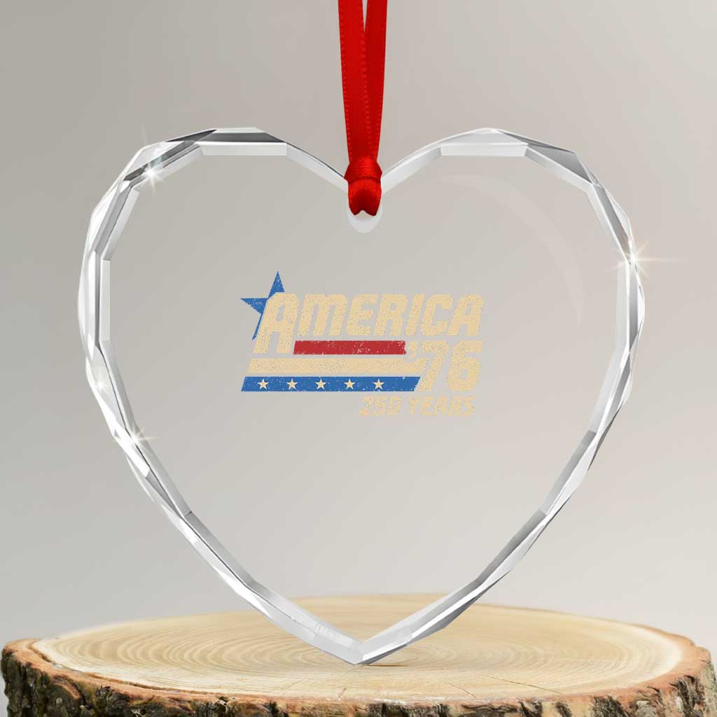 250th Anniversary USA Heart Crystal Glass Ornament America Retro 250 Years 1776 2026