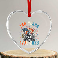 250th Anniversary USA Heart Crystal Glass Ornament Bigfoot American Flag Patriotic 4th of July