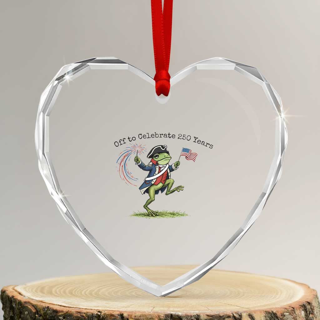 250th Anniversary USA Heart Crystal Glass Ornament Funny Patriotic Frog USA Independence Day