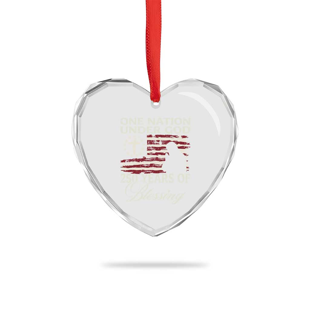 250th Anniversary USA Heart Crystal Glass Ornament One Nation Under God 250 Years Of Blessing