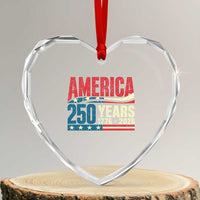 250th Anniversary USA Heart Crystal Glass Ornament Retro 250 Years American 1776 2026 US Flag