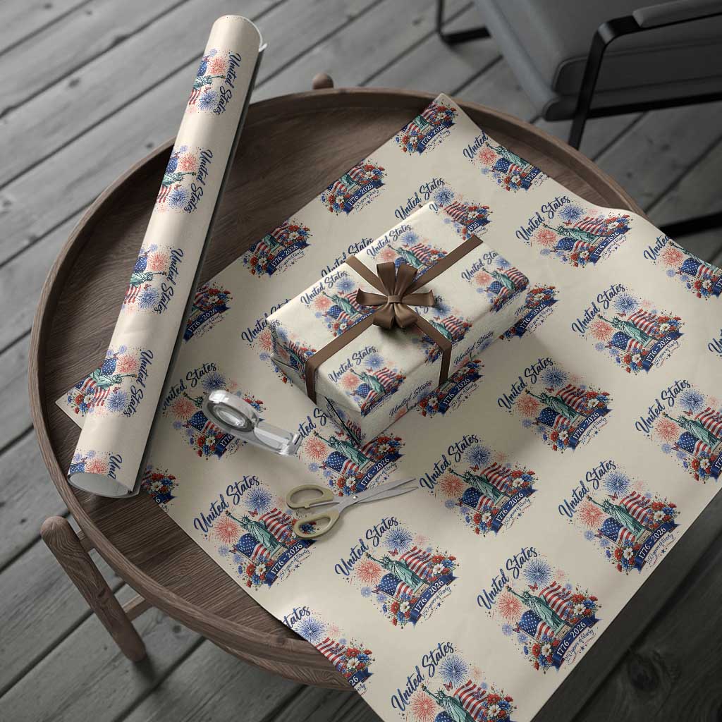 250th Anniversary USA Wrapping Paper Roll Patriotic Liberty Floral 250 Years American 4th July 1776 2026