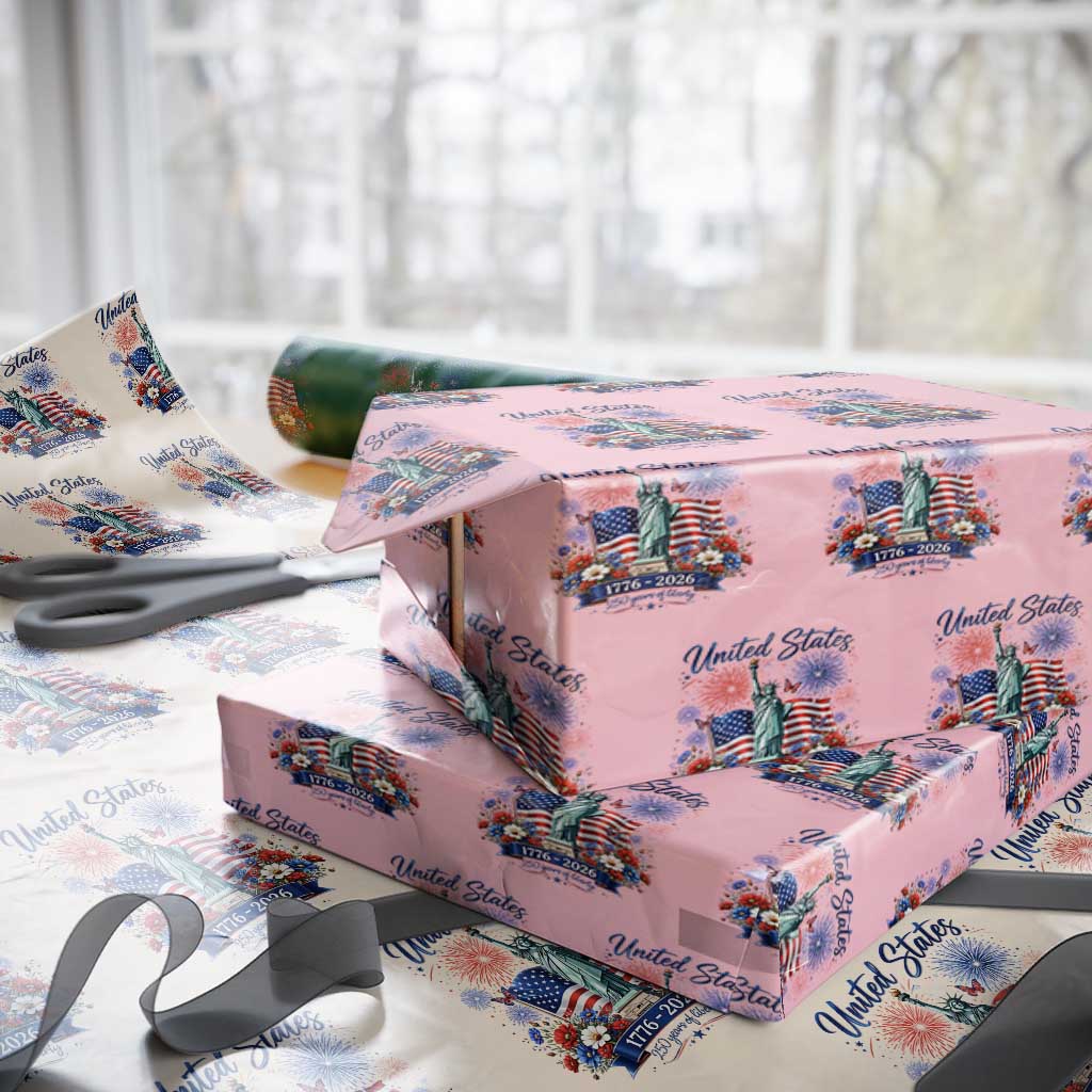 250th Anniversary USA Wrapping Paper Roll Patriotic Liberty Floral 250 Years American 4th July 1776 2026