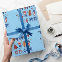 250th Anniversary USA Wrapping Paper Roll Patriotic Watermelon Hotdog Firework 250 Years American 1776 2026 250th 4th July