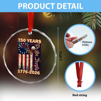 250th Anniversary USA Patriotic Crystal Glass Ornament 250 Years We The People Vintage Bald Eagle