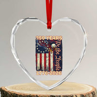 250th Anniversary USA Patriotic Heart Crystal Glass Ornament 250 Years We The People Vintage Bald Eagle